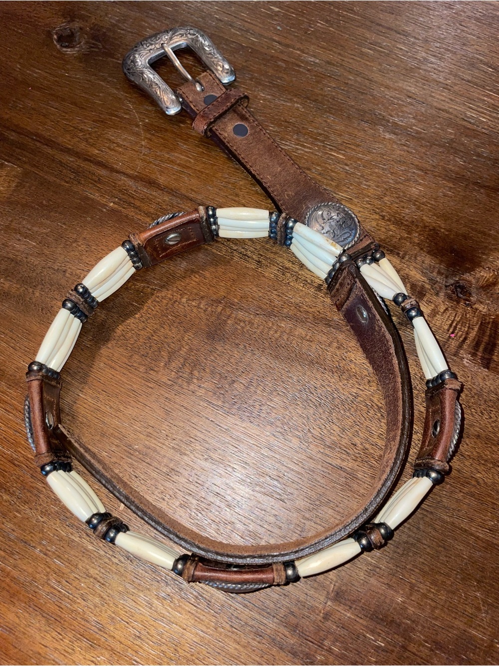 Vintage Native American Buffalo Bone Belt